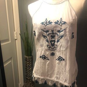 Cute summer tank top trimmed with Pom poms